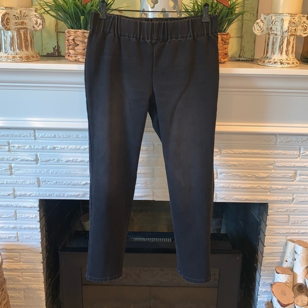 Soft Surroundings Stretch Gray Denim Pull On Banded Waist Cropped Jeans Size MP